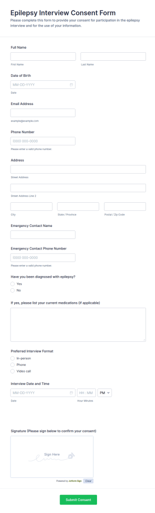 Epilepsy Interview Consent Form Template