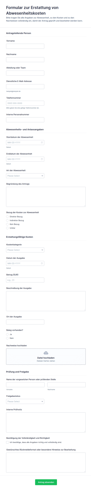 Erstattungsformular Für Urlaubstage