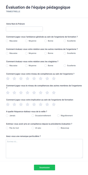 &Eacute;valuation De L'&eacute;quipe P&eacute;dagogique