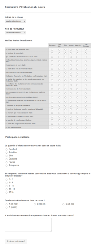 Exemple D'évaluation De Cours