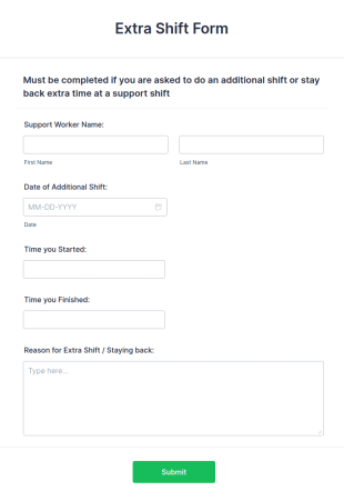 Extra Shift Form Template