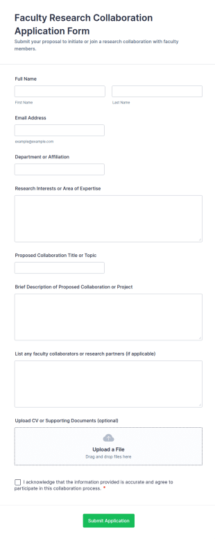 Faculty Research Collaboration Application Form Template