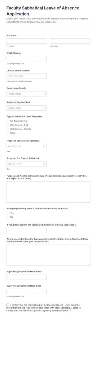 Faculty Sabbatical Leave Of Absence Application Form Template