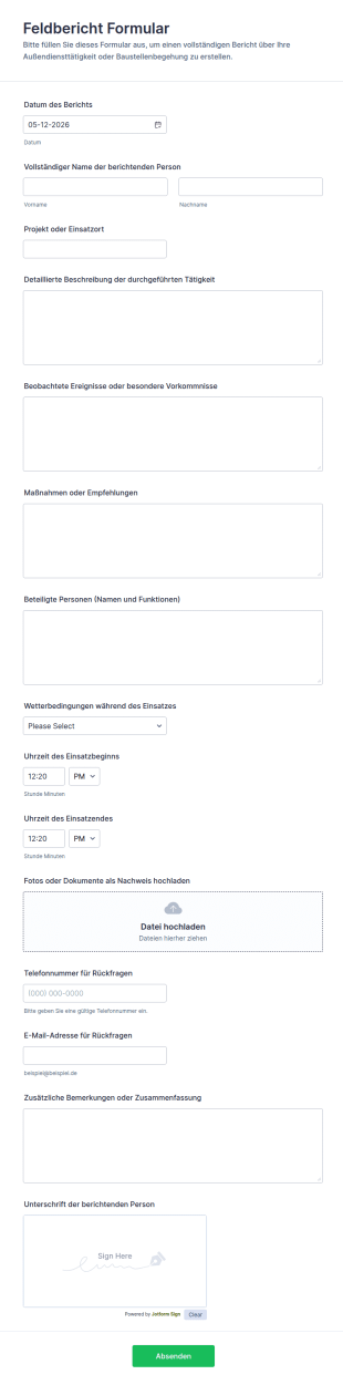 Feldbericht Formular
