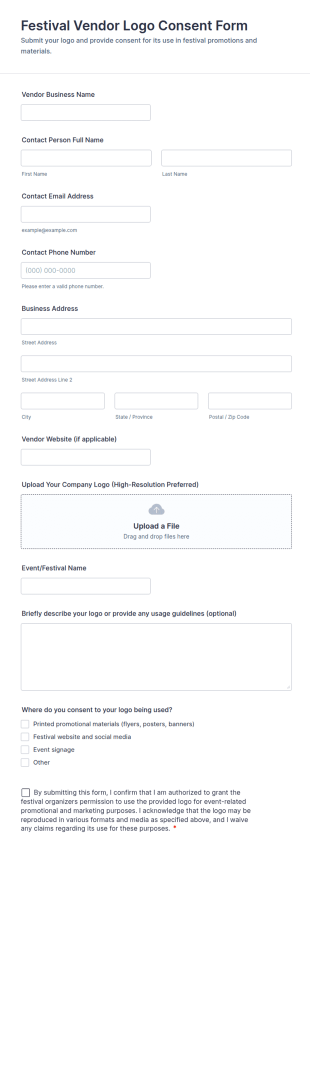 Festival Vendor Logo Consent Form Template