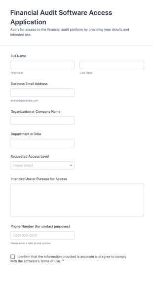 Financial Audit Software Access Application Form Template