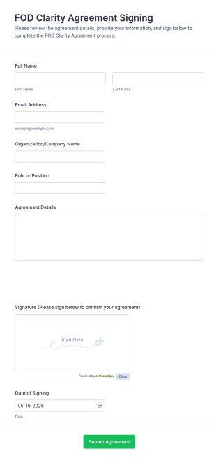 FOD Clarity Agreement Signing Form Template