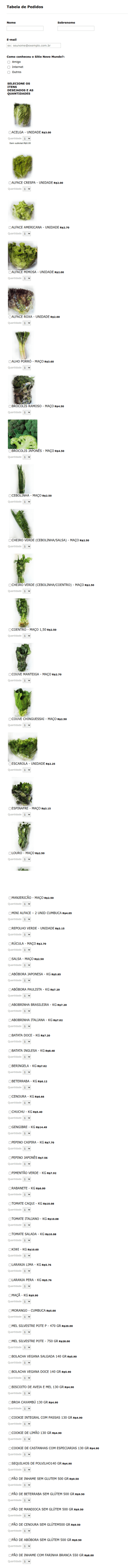 Food Supply Order Form