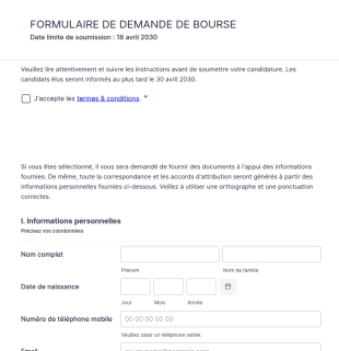 Formulaire De Demande  De Bourse