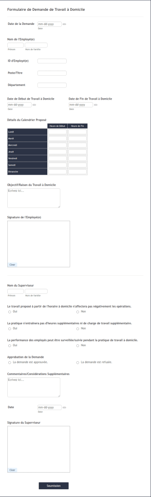 Formulaire De Demande De Travail à Domicile