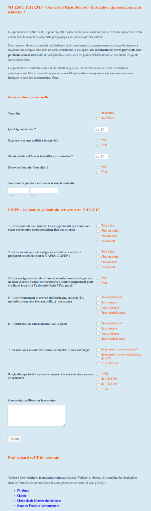 Formulaire D'&eacute;valuation &eacute;tablissement Scolaire
