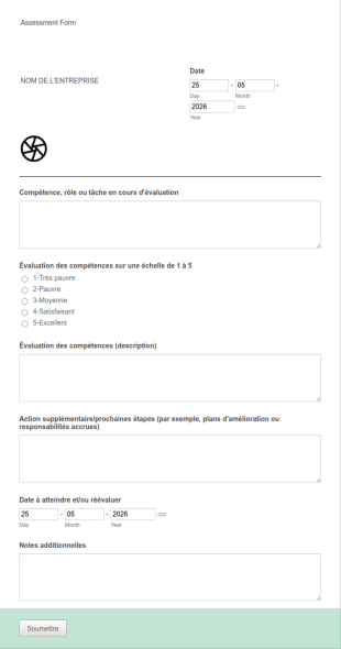 Formulaire D'&eacute;valuation