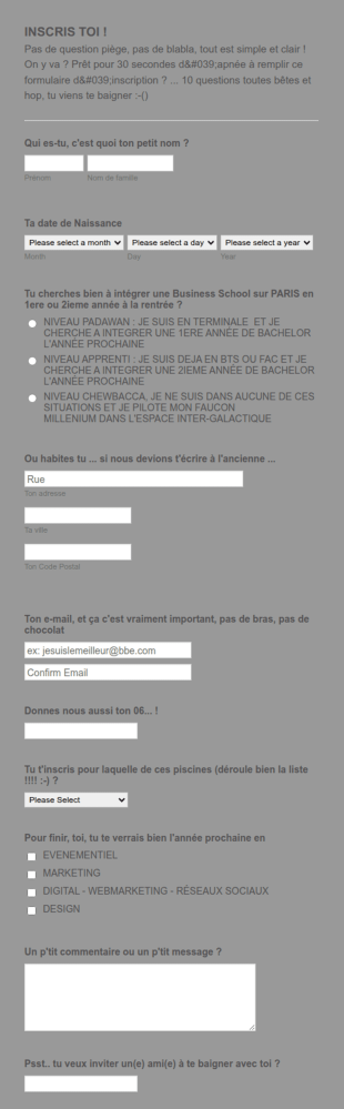 Formulaire D'inscription Piscine