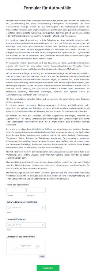 Formular Für Autounfälle