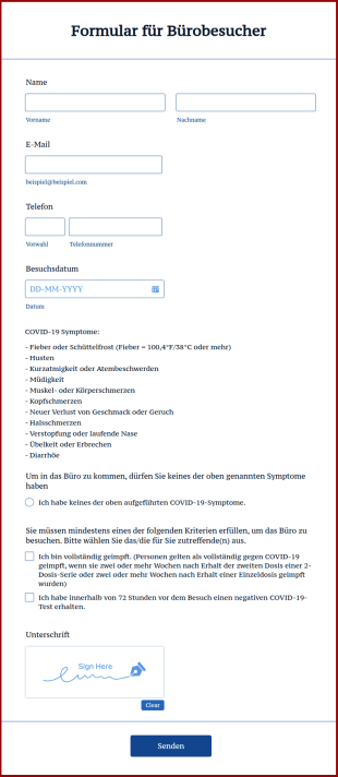 Formular Für Bürobesucher