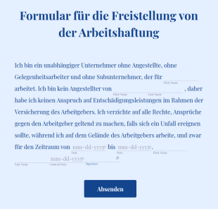 Formular Für Die Freistellung Von Der Arbeitshaftung