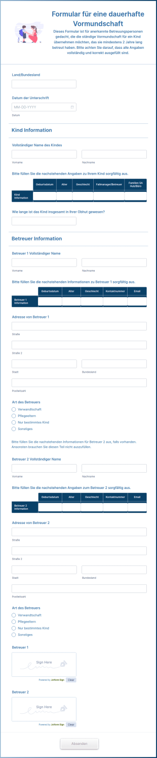 Formular Für Eine Dauerhafte Vormundschaft