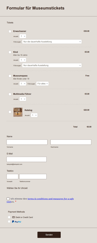 Formular Für Museumstickets 