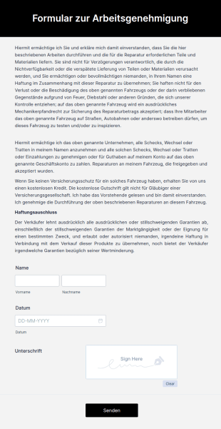 Formular Zur Arbeitsgenehmigung