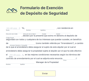 Formulario De Exención De Depósito de Seguridad