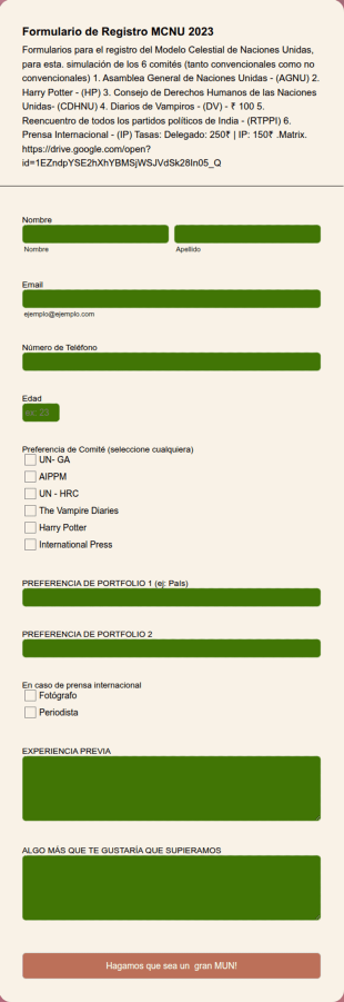 Formulario De Registro Al MCNU 