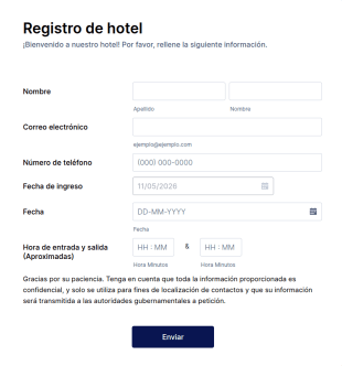 Formulario De Registro De Hotel