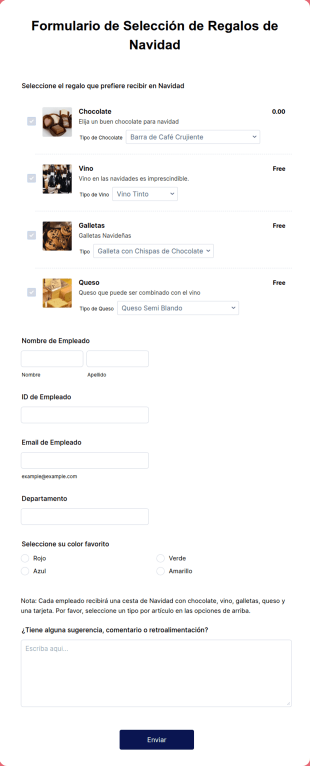 Formulario De Selección De Regalos De Navidad