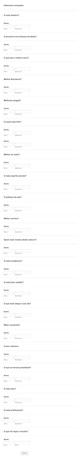 Formulário Dos Melhores Veteranos 