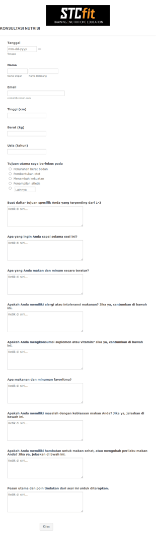 Formulir Konsultasi Nutrisi