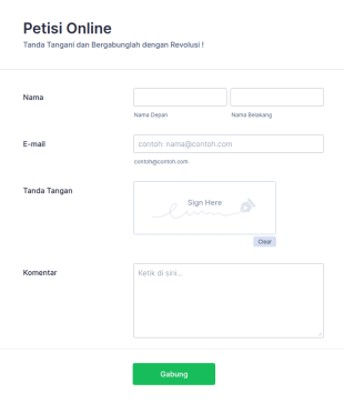 Formulir Petisi Online Dengan Tanda Tangan Elektronik
