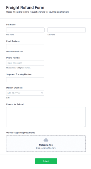 Freight Refund Form Template