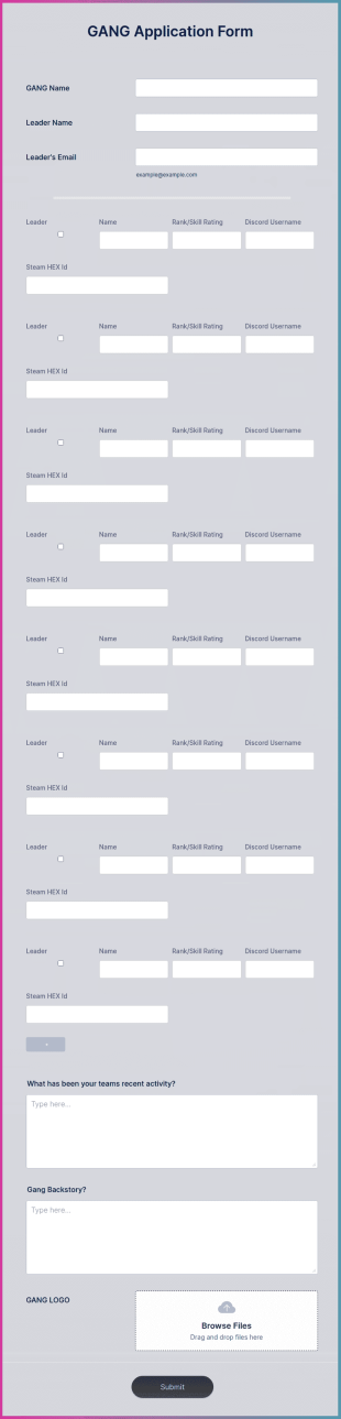 GANG Application Form Template