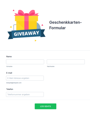 Geschenkkarten Formular