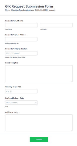 GIK Request Submission Form Template