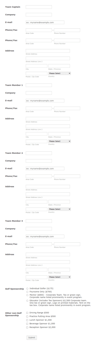 Golf Outing Registration By Mickey For Mickey Form Template