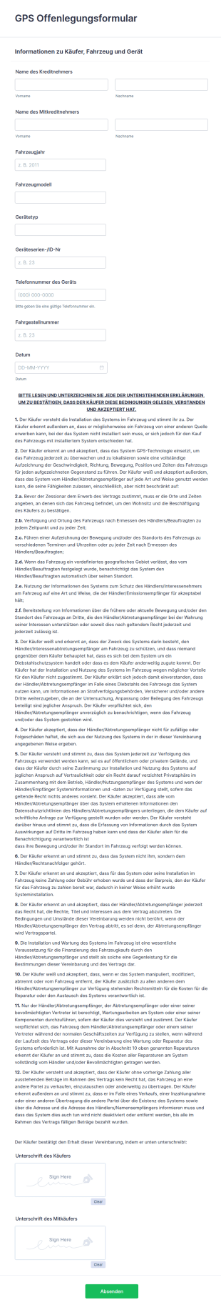 GPS Offenlegungsformular