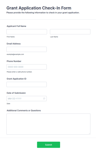 Grant Application Check In Form Template