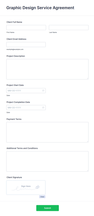 Graphic Design Service Agreement Form Template
