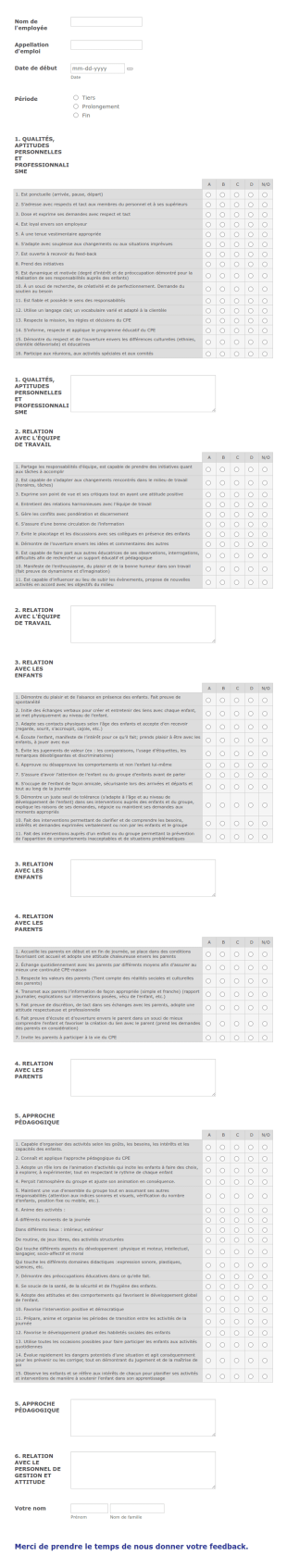 Grille D’évaluation Période Probatoire