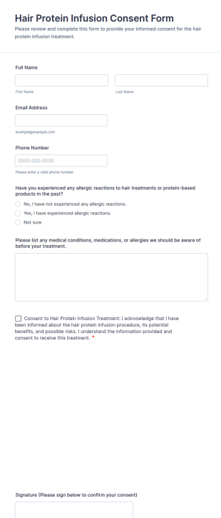 Hair Protein Infusion Consent Form Template