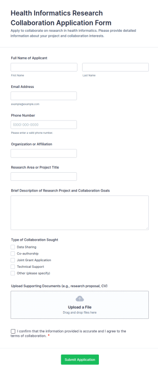 Health Informatics Research Collaboration Application Form Template