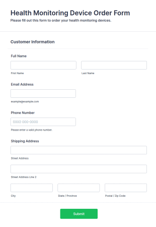 Health Monitoring Device Order Form Template