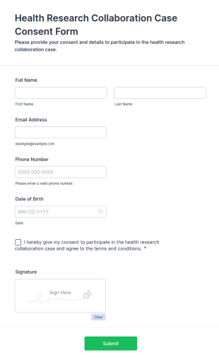 Health Research Collaboration Case Consent Form Template