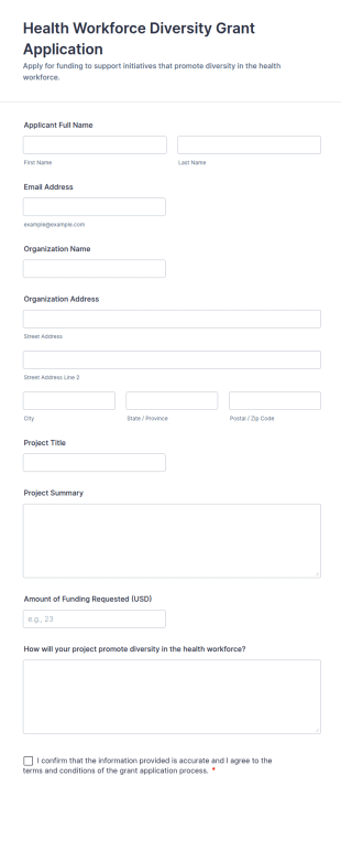 Health Workforce Diversity Grant Application Form Template