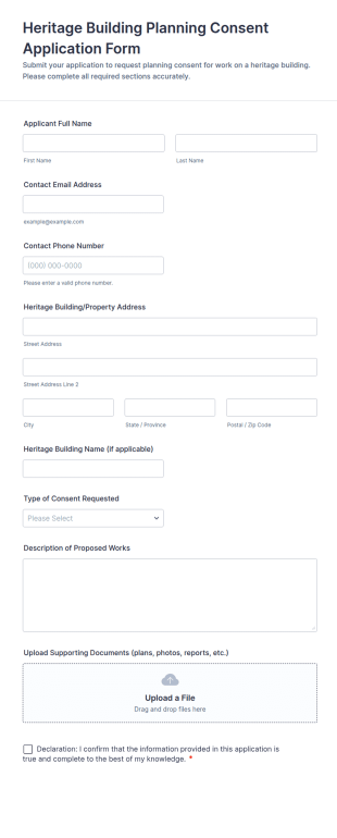Heritage Building Planning Consent Application Form Template