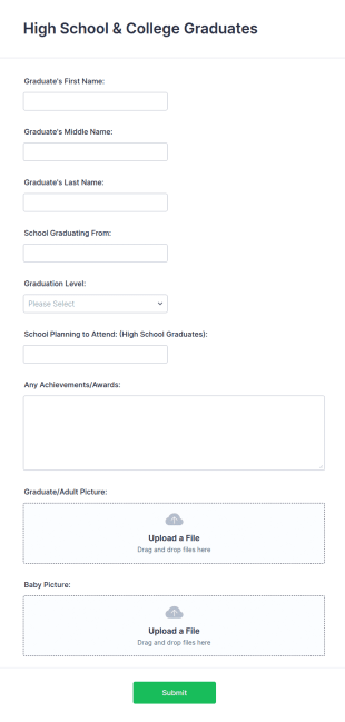 College Graduates Content Request Form Template