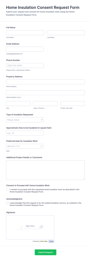 Home Insulation Consent Request Form Template
