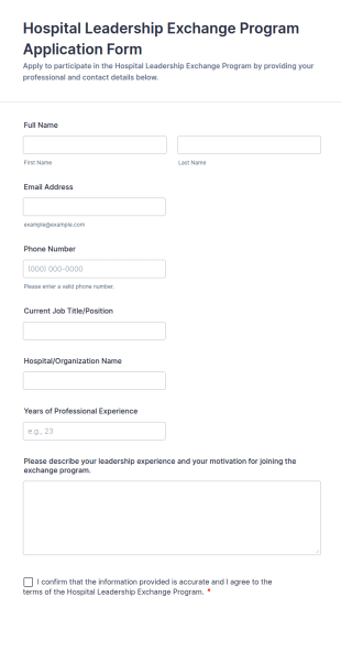 Hospital Leadership Exchange Program Application Form Template