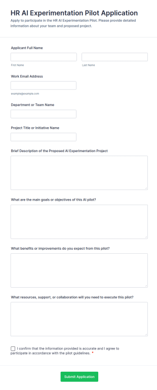 HR AI Experimentation Pilot Application Form Template