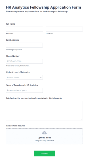 HR Analytics Fellowship Application Form Template